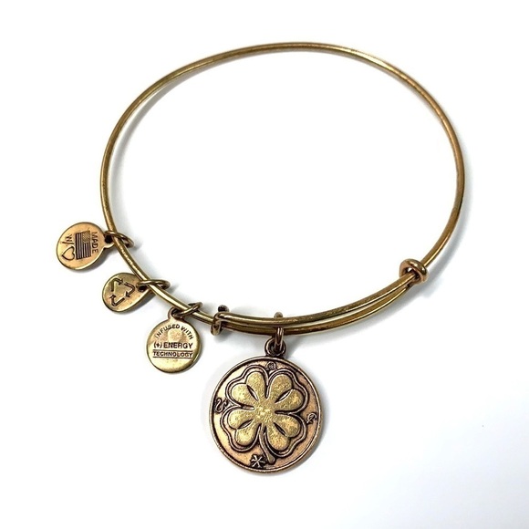 Alex And Ani Lucky Clover Expandable Charm Bangle, 2.5”-3.25” - Picture 1 of 4